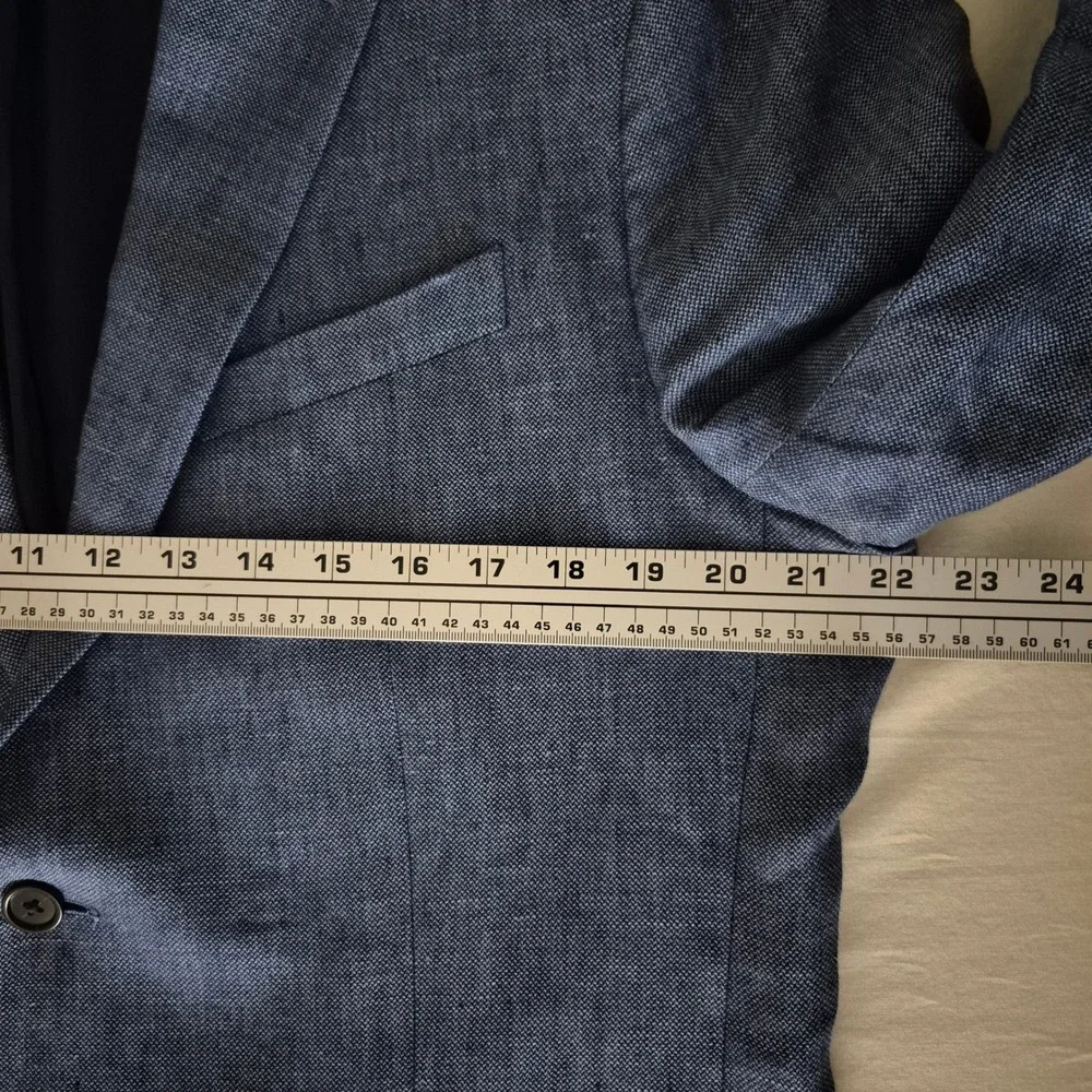 Banana Republic Mens 42R Slim Fit Linen Blazer Comet Blue 2-Button Jacket